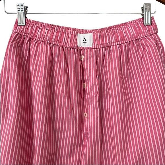Anthropologie The Wren Boxer Pants Small Petite SP Pink Stripe Wide Leg Lounge - Picture 7 of 13